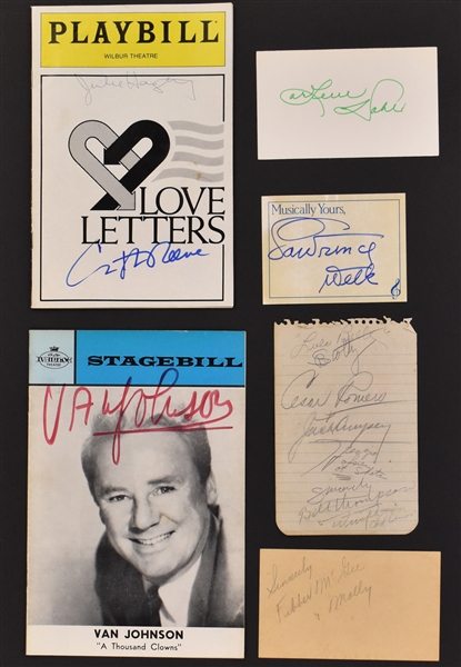 Hollywood Autograph Collection of <em>Playbills</em>, Index Cards, Letters and Cuts (44 Total) Incl. Christopher Reeves, John Geilgud, Bill Cosby Hedy Lamarr and Others (BAS)