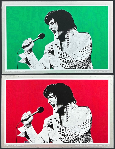 1972 Elvis Presley Prototype Mylar Posters (2) Created by Flashbacks Inc. - Red and Green Variations