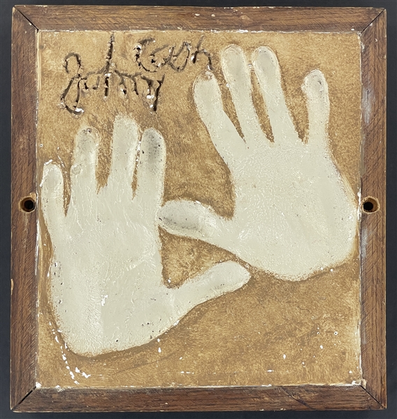Johnny Cash Signature and Handprints in Plaster From The Palace Theatre in Louisville, Kentucky 