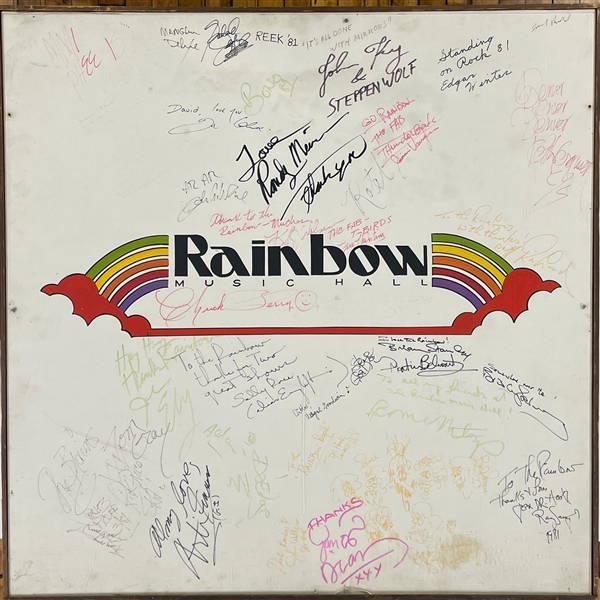 Rainbow Music Hall Dressing Room Wall Signed by Rock & Roll Legends Incl. U2, Chuck Berry and Many Others (BAS)