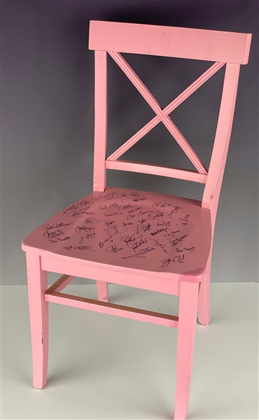 2002 Cincinnati Reds Signed Chair for "Paint the Corner" Cancer Awareness Campaign - 36 Signatures Incl. HOFers Ken Griffey, Jr. and Barry Larkin
