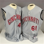 1999 Cincinnati Reds Signed Game Used Jerseys w/LOAs from Team - Pokey Reese, Ron Villone and Bronson Arroyo (BAS)