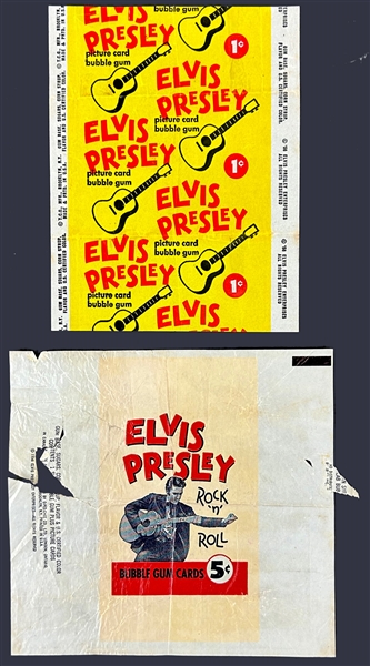 1956 Topps Elvis Presley Trading Cards 5¢ and 1¢ Wrappers (2)