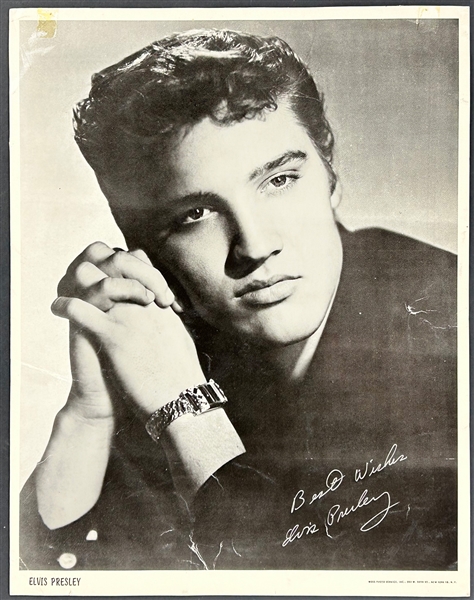 1956 11 x 14 Inch Elvis Presley Black and White "Moss Photo Service" Souvenir Photo and 1956 Fan Club Letter on Pictorial Letterhead (2)