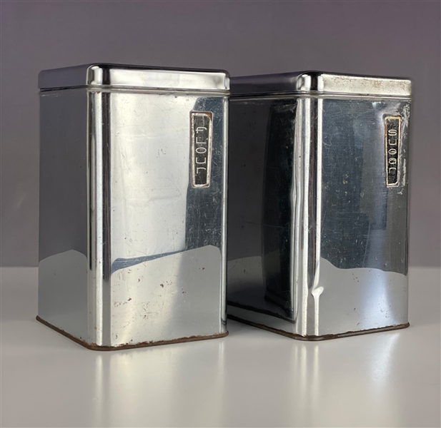Elvis Presleys “FLOUR” and "SUGAR" Metal Containers from His Kitchen in Graceland – From the Collection of Graceland Cook Nancy Rooks