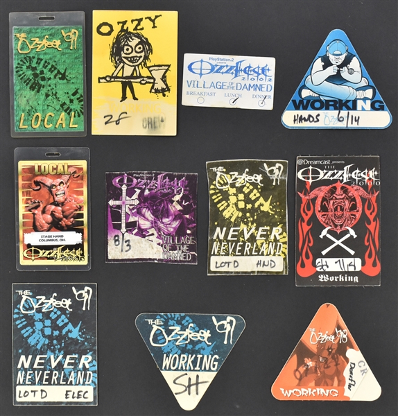 OZZFEST Backstage-Working Crew Pass Collection of 11