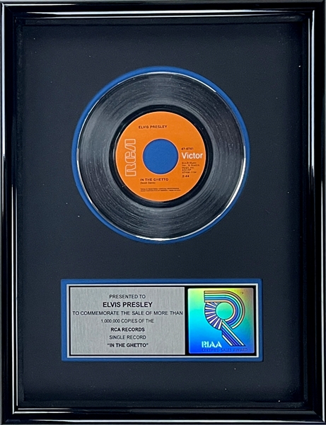 RIAA Platinum Record Award for Elvis Presleys 1969 Single <em>In the Ghetto</em> - From the 1992 Graceland Redesign