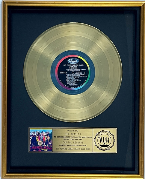 RIAA Gold Record Award for The Beatles 1967 LP <em>Sgt. Peppers Lonely Hearts Club Band</em> - Certified in 1967