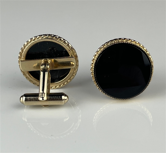 Elvis Presley Owned Onyx and Sterling Silver Cuff Links