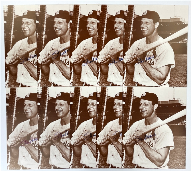 Group of 10 Stan Musial Signed 11x14 Sepia Toned Photos (JSA)