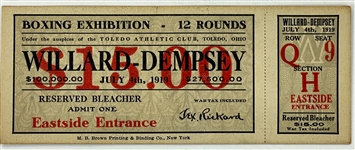 July 4, 1919, Jess Willard vs. Jack Dempsey FULL Ticket - World Championship Bout in Toledo, Ohio