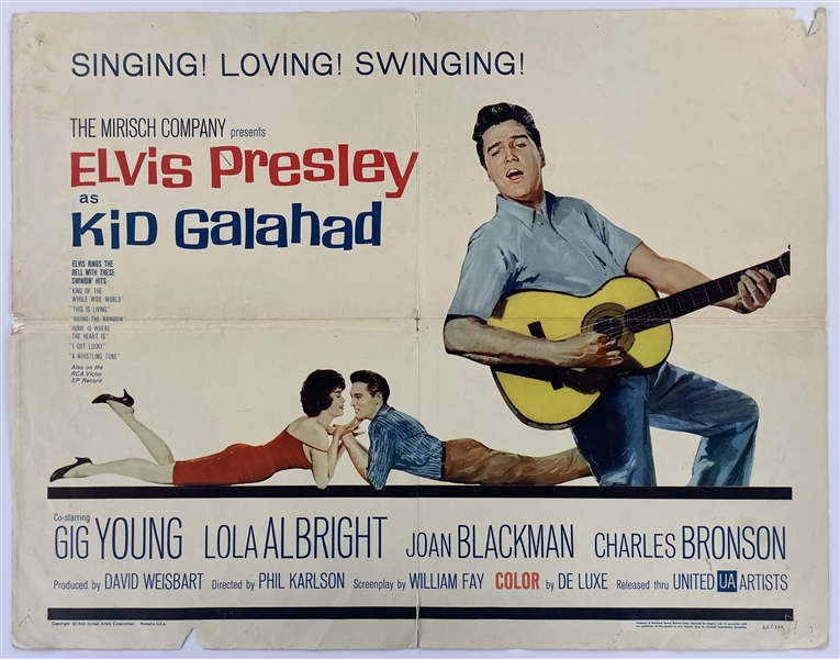 1962 <em>Kid Galahad</em> Half Sheet Movie Poster – Starring Elvis Presley