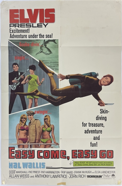 1967 <em>Easy Come, Easy Go</em> One Sheet Movie Poster – Starring Elvis Presley