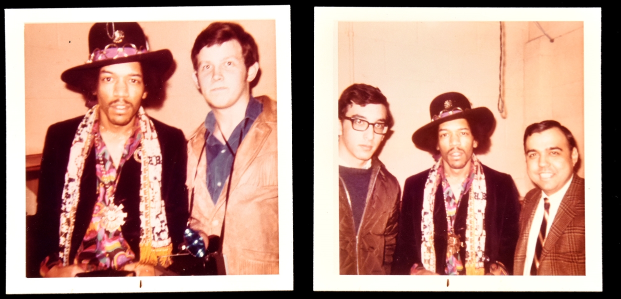 1968 Jimi Hendrix Photographs (2) Taken Backstage at March 21, 1968, Concert in Rochester, New York (2) Plus Six Newspaper Clippings About Show