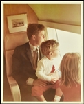 1963 Cecil Stoughton Photograph of John F. Kennedy with John and Caroline Aboard Helicopter Leaving the White House