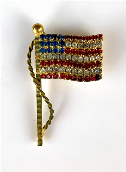 Elvis Presley Owned and Worn American Flag Pin Given to Linda Thompson - Former Jimmy Velvet Collection