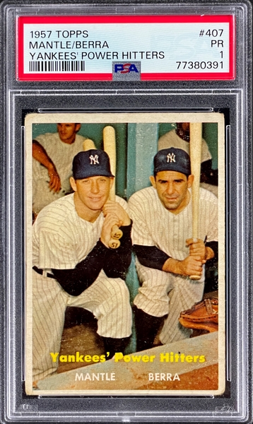 1957 Topps Mantle/Berra Yankees Power Hitters - PSA PR 1