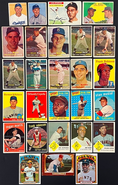 1950-1972 Topps, Bowman, Fleer and Post Cereal Baseball Card Shoebox Collection of 514 with Many Hall of Famers