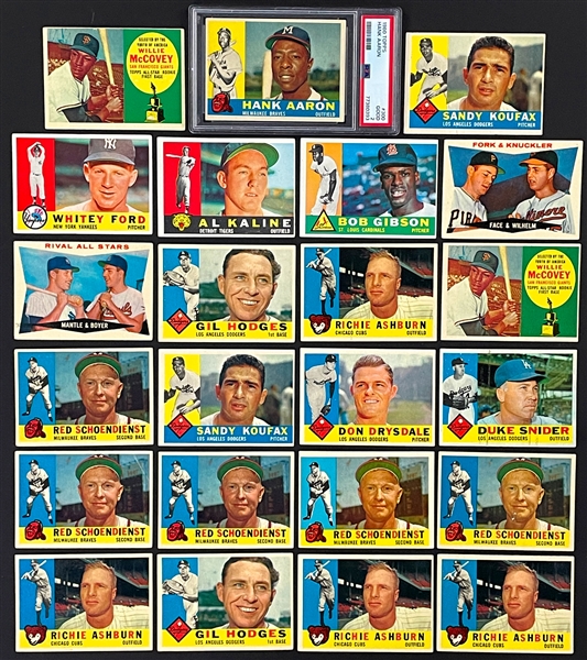 1960 Topps Partial Set (325/572) with Many Hall of Famers and Duplication (516 Total Cards)