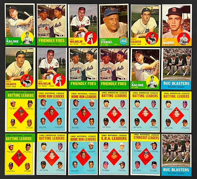 1963 Topps Partial Set (233/576) with Many Hall of Famers and Duplication (409 Total Cards)