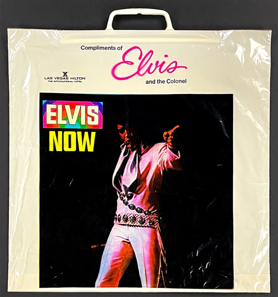 1972 Elvis Presley Las Vegas Summer Festival Concert Souvenir Plastic Bag Featuring <em>Elvis NOW</em> and <em>Elvis Worldwide Gold Award Hits Volumes 1 and 2</em>