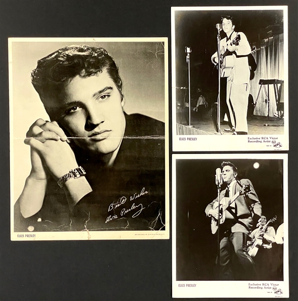 1950s Trio of Elvis Presley Promotional Photos Incl. Very Tough Oversized 11x14 Moss Photo (3)