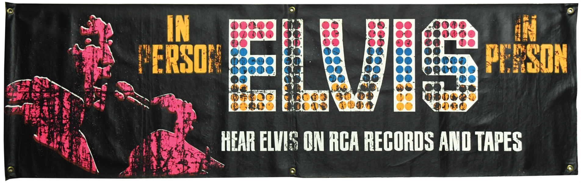 Lot Detail 1972 Massive “elvis In Person” Oversized Oilcloth Banner Used At Concerts Incl 9276