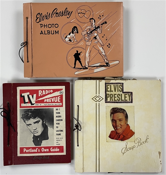 Elvis Presley Scrapbooks (3) Incl. Elvis Fan Club Letter, Newspaper Clippings and Other Ephemera