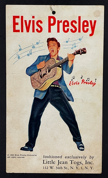 1956 Elvis Presley Enterprises "Little Jean Togs" Dress Tag - Very Rare!