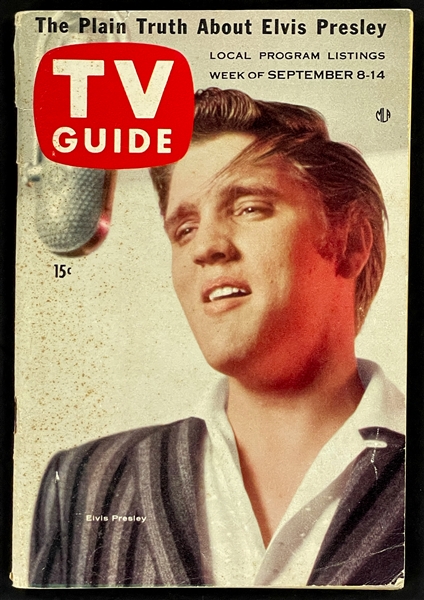 1956 <em>TV Guide</em> Featuring Elvis Presley Cover Promoting His Appearance on <em>The Ed Sullivan Show</em>