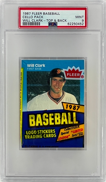 1987 Fleer Cello Pack - PSA MINT 9 - Will Clark Rookie Cards on Top and Bottom