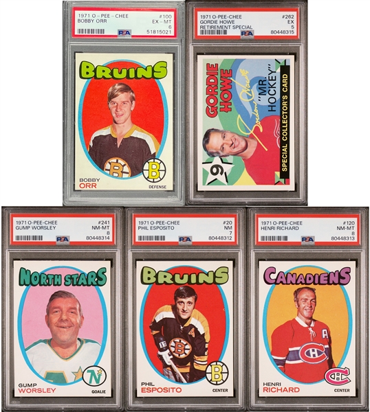 1971 O-Pee-Chee Hockey Near Set (260/264) with #100 Bobby Orr PSA EX-MT 6