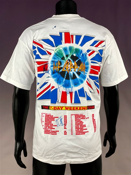 1992 Def Leppard Band-Signed "7-Day Weekend" Concert T-Shirt - Joe Elliot, Rick Allen, Rick Savage, Vivian Campbell and Phil Collen (BAS)