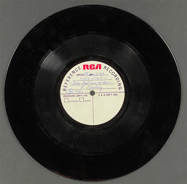 1973 Elvis Presley’s Personally Owned RCA Records 45 RPM Acetate “Take Good Care of Her”/“I’ve Got a Thing About You Baby” - From The Hilton Photo Shop Collection