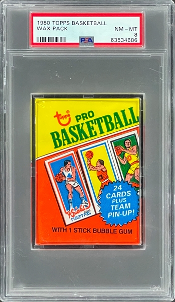 1980 Topps Basketball Unopened Wax Pack – PSA NM-MT 8 – Possible Bird/Magic Rookie Card!