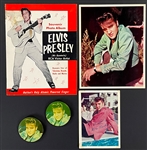 1956 Elvis Presley <em>Mr. Dynamite</em> Magazine, Moss Photos (2) and Moss Pinbacks (2)