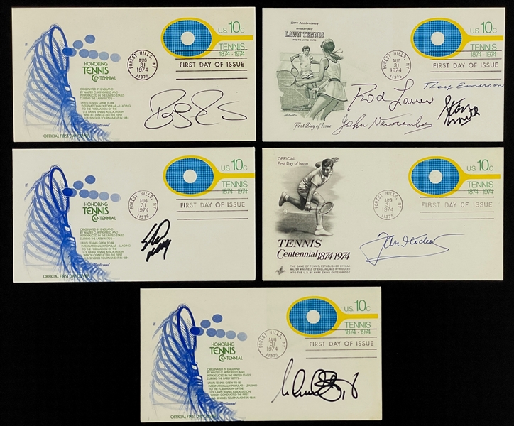 Tennis Legends Signed FIrst Day Covers Incl. Roger Federer, Rod Laver and Others (BAS)