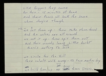Brad Delp (Boston) Handwritten Lyrics (BAS)