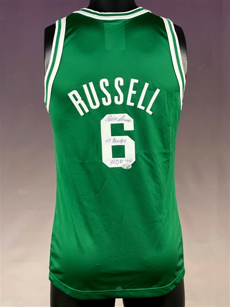 Bill Russell Signed Boston Celtics #6 Jersey - "11 Rings HOF 74"(BAS)
