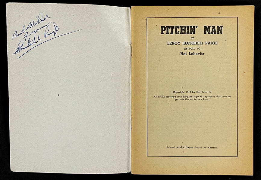 Satchel Paige Signed Biography <em>Pitchin Man</em> (BAS)