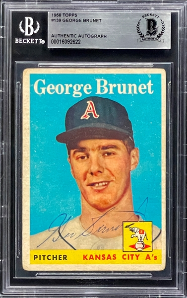 George Brunet Signed 1958 Topps Card #139 (BAS)