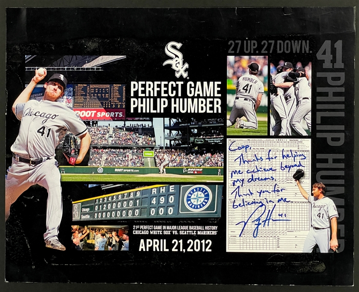 Chicago White Sox Perfect Game Pitcher Phil Humber Signed Photo Inscribed to Sox Pitching Coach Don Cooper (BAS)