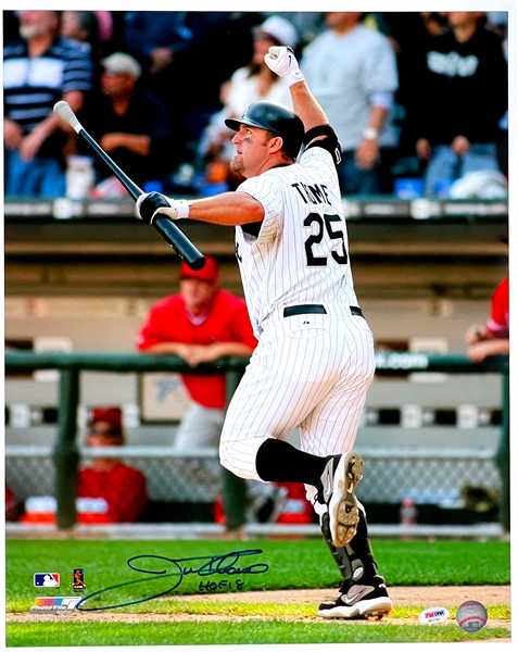 Jim Thome Signed 16x20 Inch Photo of His 500th Home Run - "HOF 18" (PSA)