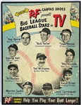 1950s P.F. Flyers "Big League Baseball Stars on TV" Broadside Featuring Ted Williams, Stan Musial, Yogi Berra and Others