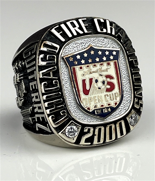 2000 Chicago Fire MLS Soccer "Lamar Hunt US Open Cup" Champions Salesmans Sample Ring - Diego Gutierrez