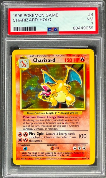 1999 Pokemon Game #4 Charizard - Holo - PSA NM 7