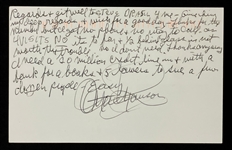 Charles Manson Twice-Signed and Handwritten Postcard (JSA)