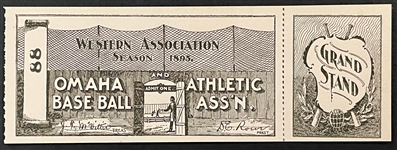 1895 Western Association Season Ticket for "Omaha Base Ball"