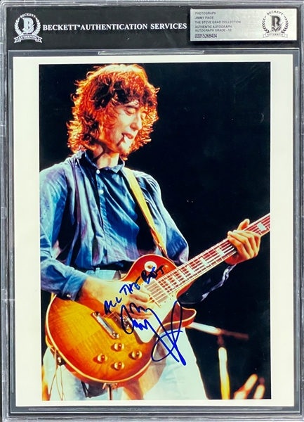 Jimmy Page Signed Photo - Encapsulated with Autograph Grade "10" by Beckett Authentic - Steve Grad Collection