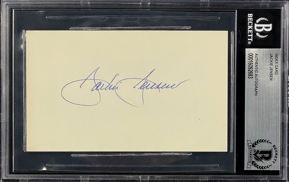 Jackie Jensen Signed Index Card (BAS)